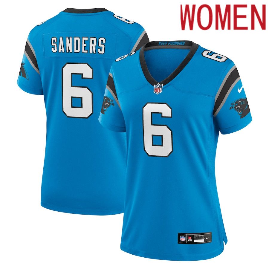 Women Carolina Panthers #6 Miles Sanders Nike Blue Team Game NFL Jersey->women nfl jersey->Women Jersey